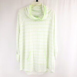 Earth Yoga Pullover Hoodie XXL Stripes Lime Green Lightweight Organic Cotton